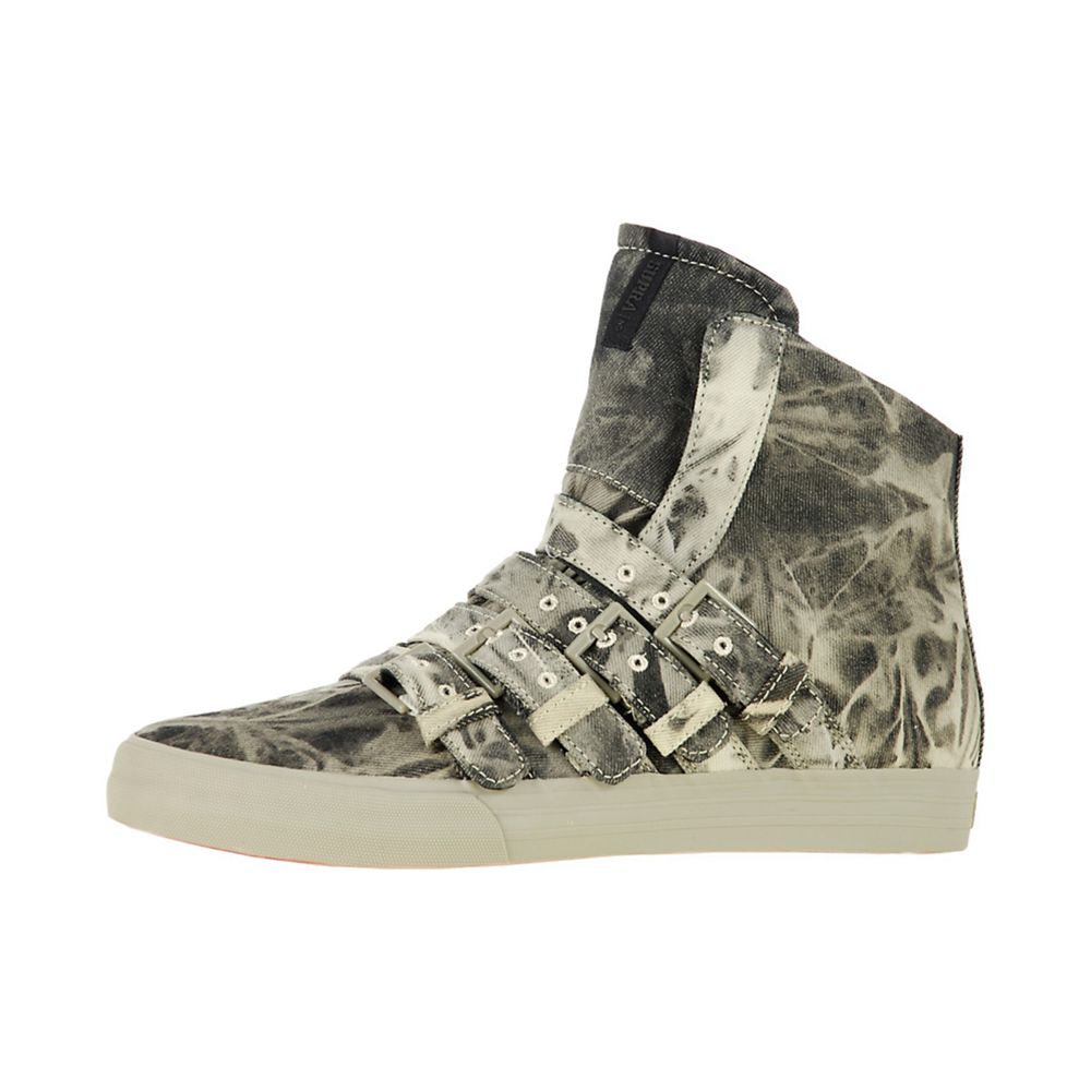 Baskets Montantes Supra Strapped 2 Grise Acid Wash Denim Homme | EMG-94111448